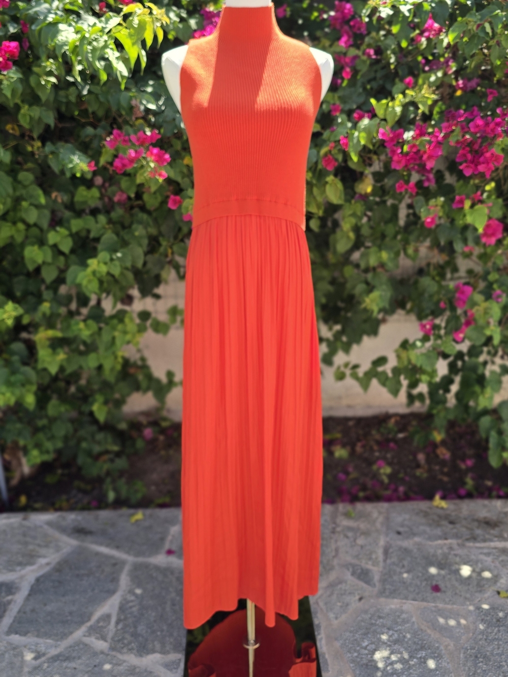 Anthropologie Vibrant Orange Halter Maxi Dress
